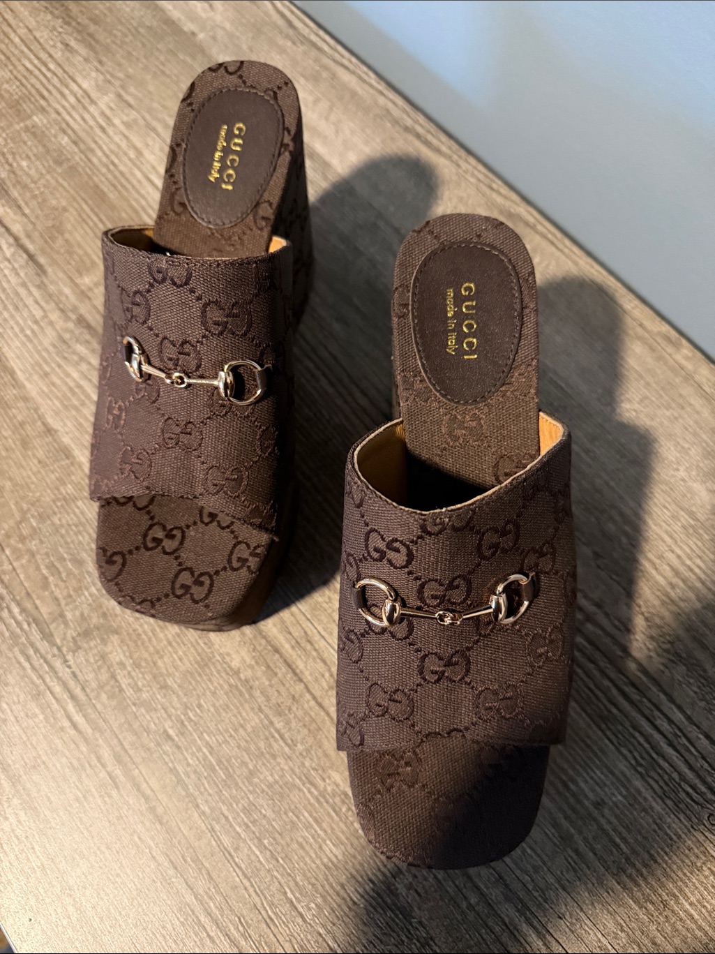 Gucci Brown Gg Canvas Horsebit Mules